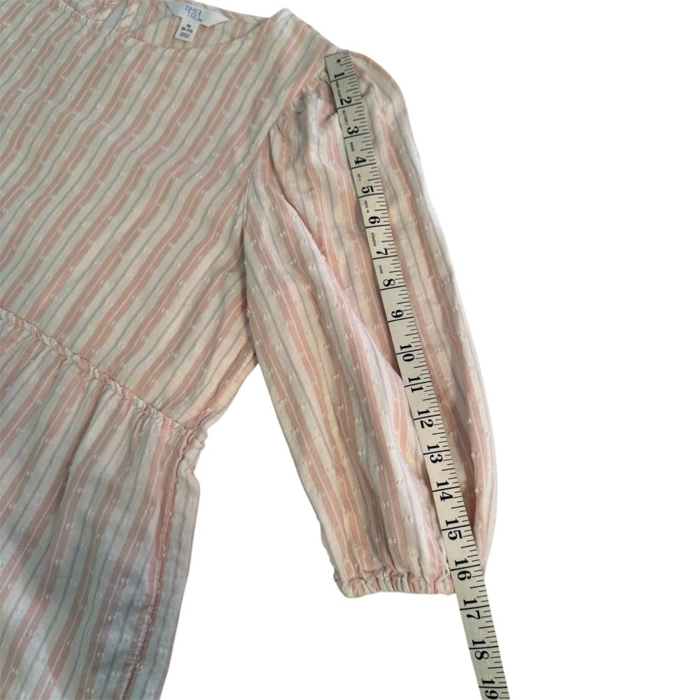 Time and Tru Pink and White Striped Peplum Blouse Size Medium 8/10 - Picture 10 of 10